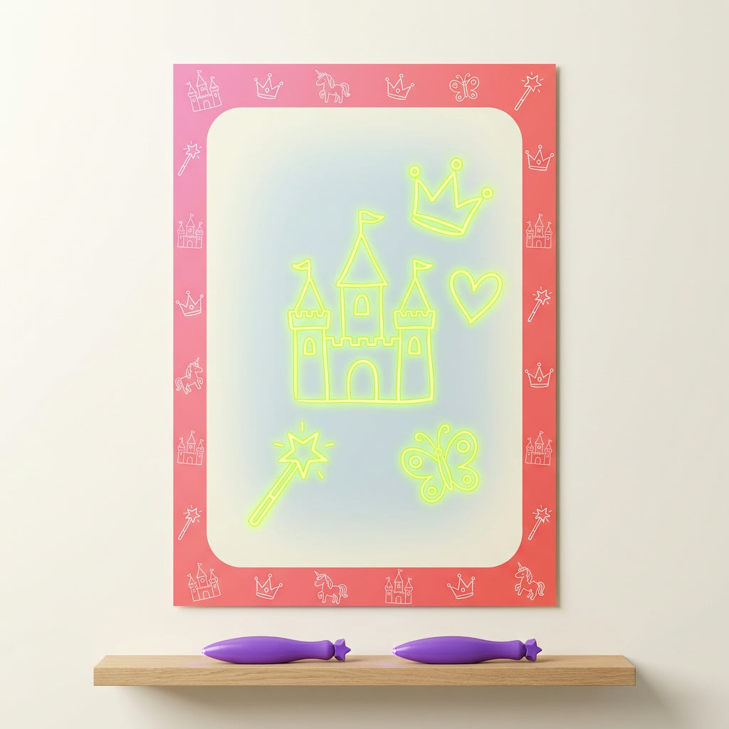 Glow Draw Wall canvas with Fairytale Castle border