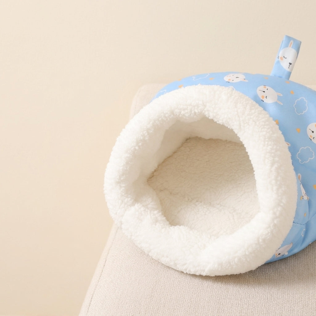 Rolled plush cuff opening of the pet sleeping bag